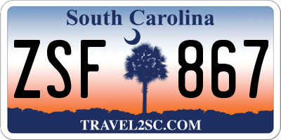 SC license plate ZSF867