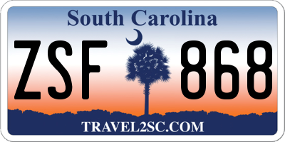 SC license plate ZSF868