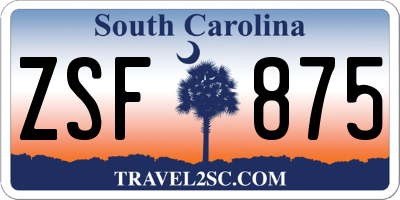 SC license plate ZSF875