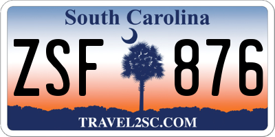 SC license plate ZSF876