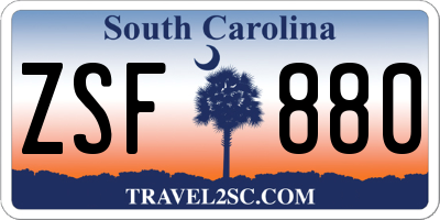 SC license plate ZSF880