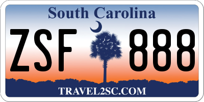 SC license plate ZSF888