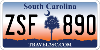 SC license plate ZSF890