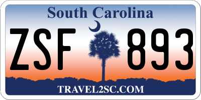 SC license plate ZSF893