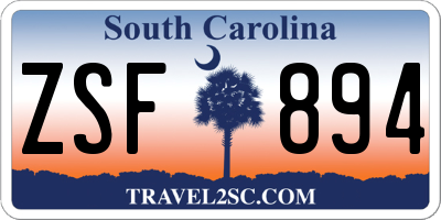 SC license plate ZSF894