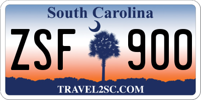 SC license plate ZSF900
