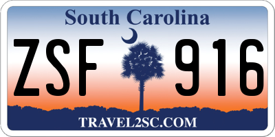SC license plate ZSF916