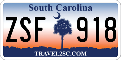 SC license plate ZSF918