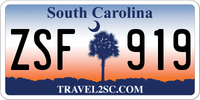 SC license plate ZSF919