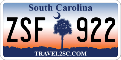 SC license plate ZSF922