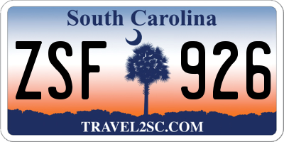 SC license plate ZSF926