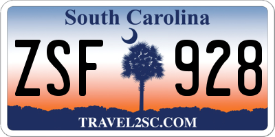 SC license plate ZSF928