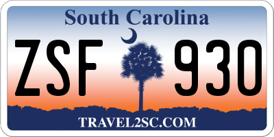 SC license plate ZSF930