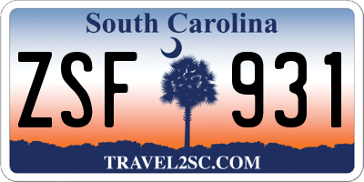 SC license plate ZSF931