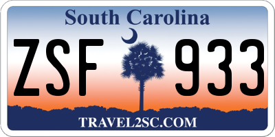 SC license plate ZSF933