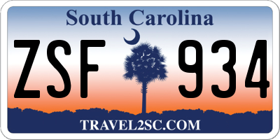 SC license plate ZSF934