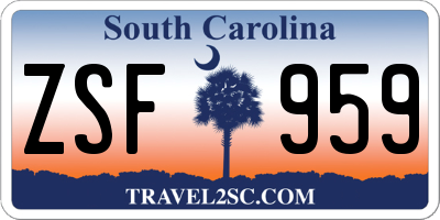SC license plate ZSF959