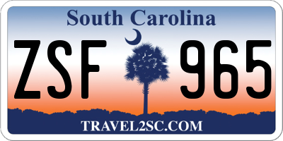 SC license plate ZSF965