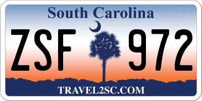 SC license plate ZSF972