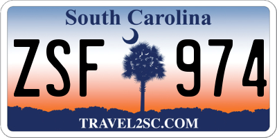 SC license plate ZSF974