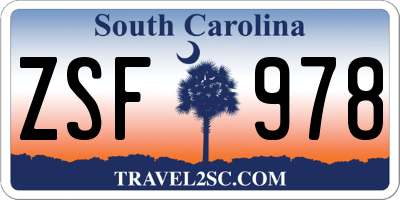 SC license plate ZSF978