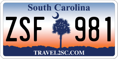 SC license plate ZSF981