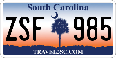 SC license plate ZSF985