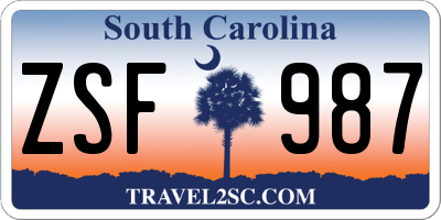 SC license plate ZSF987