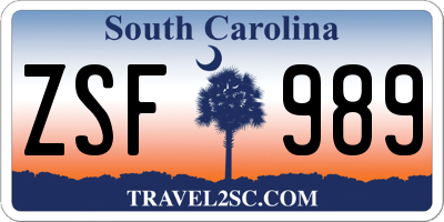 SC license plate ZSF989