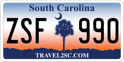 SC license plate ZSF990