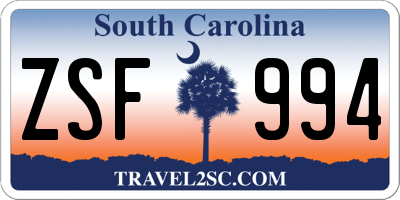 SC license plate ZSF994