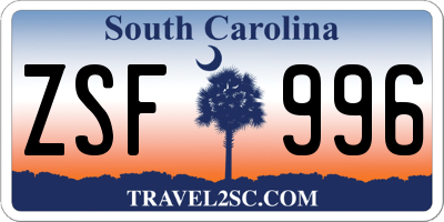 SC license plate ZSF996