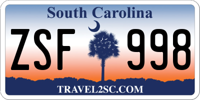 SC license plate ZSF998