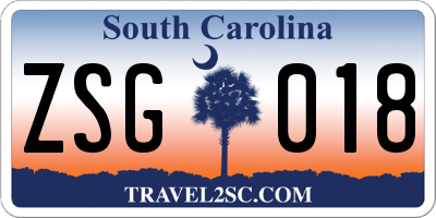 SC license plate ZSG018