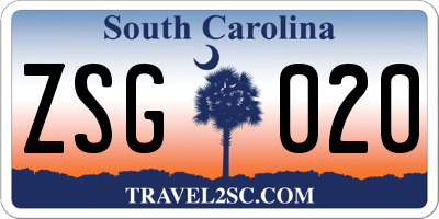 SC license plate ZSG020