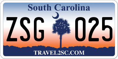 SC license plate ZSG025
