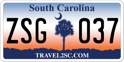 SC license plate ZSG037
