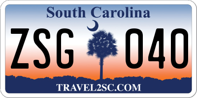 SC license plate ZSG040