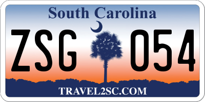 SC license plate ZSG054