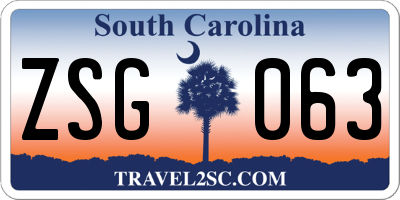 SC license plate ZSG063
