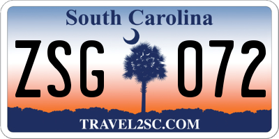 SC license plate ZSG072