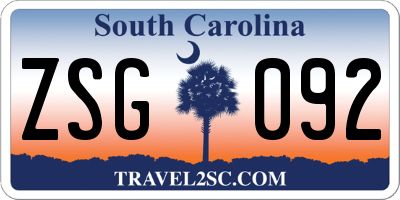 SC license plate ZSG092