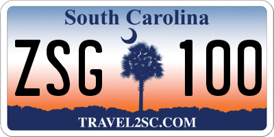 SC license plate ZSG100
