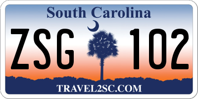 SC license plate ZSG102
