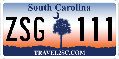 SC license plate ZSG111