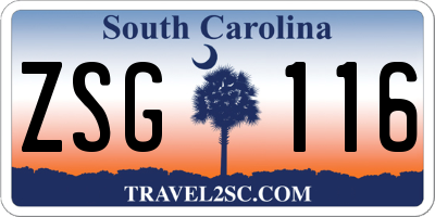 SC license plate ZSG116