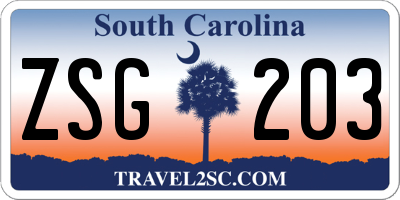 SC license plate ZSG203