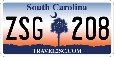 SC license plate ZSG208