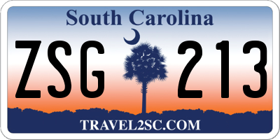 SC license plate ZSG213