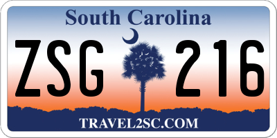 SC license plate ZSG216